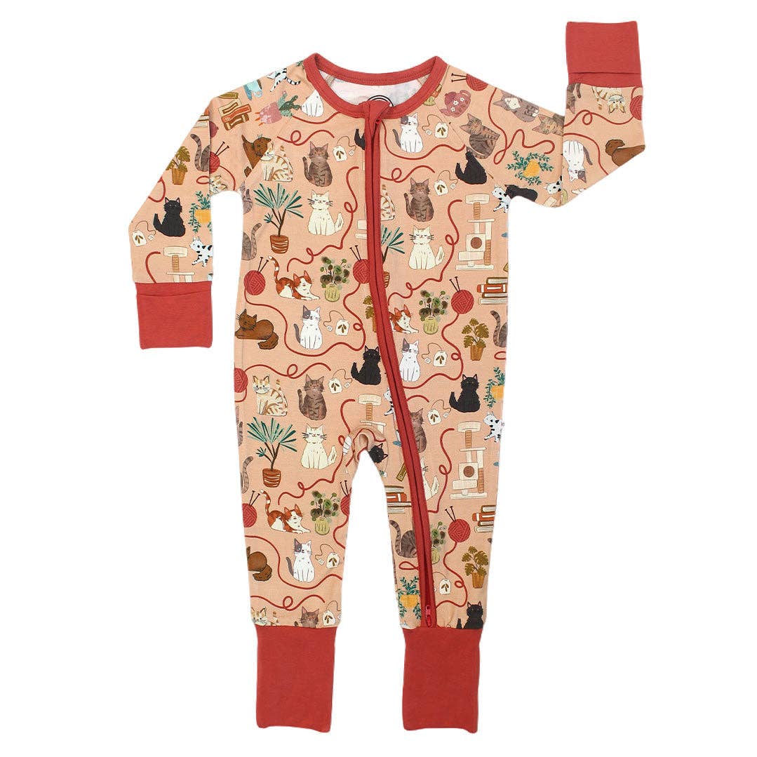 Cats Meow Cat Pets Bamboo Baby Pajamas Convertible Sleeper