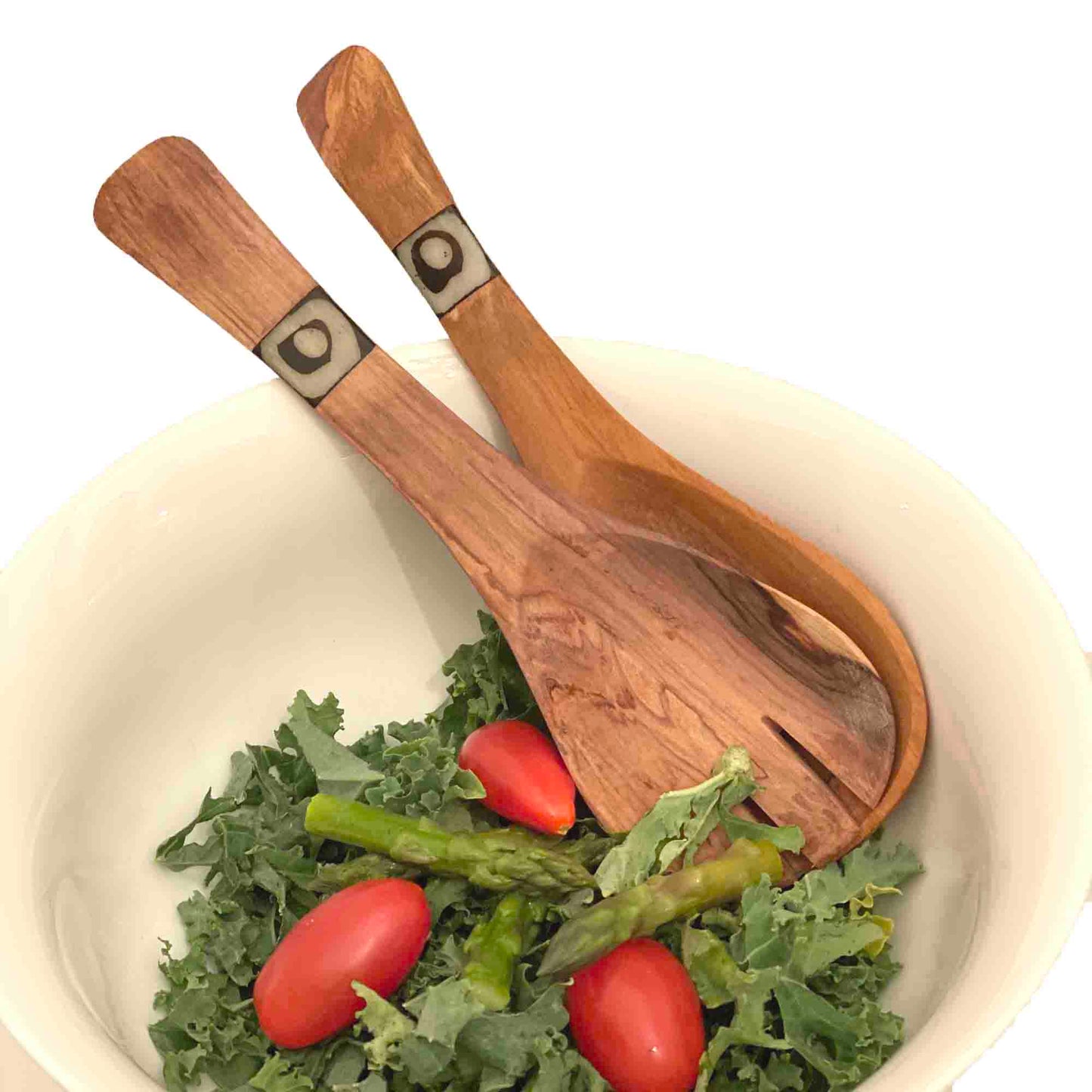 Olive Wood Serving Set - Small with Batik Inlay