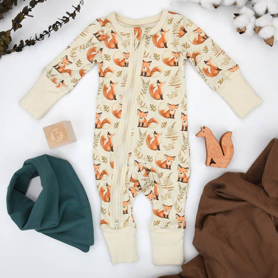 Baby Pajamas 2-Way Zip Front Zipper Sleeper Rusty Fox