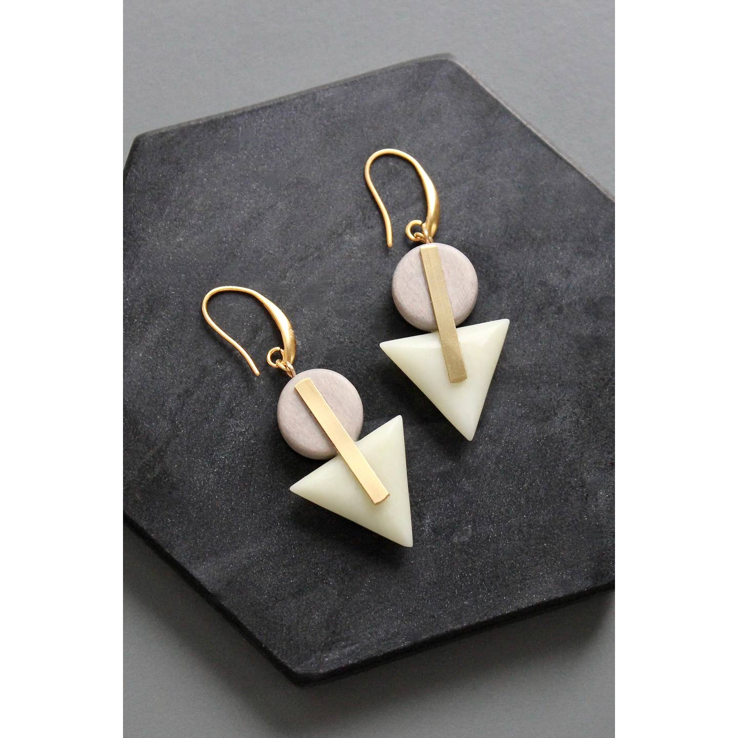 Geometric Triangle Agate Earrings