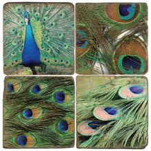 Load image into Gallery viewer, Peacock Feathers - Tumbled Marble Coaster
