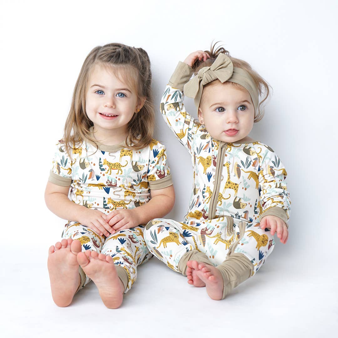 Jungle Friends Bamboo Pajama Convertible Footie Romper