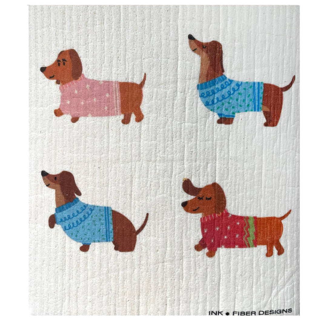 Dachshund Friends Swedish Dishcloth