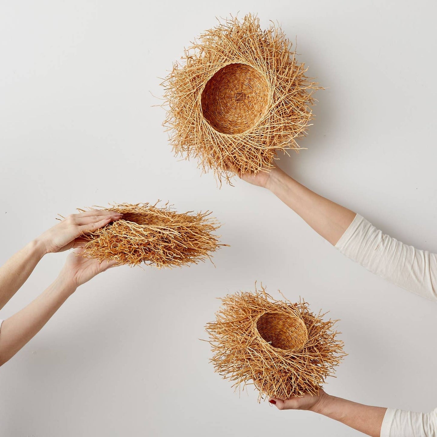 African Modern Boho Woven Wall Art: Vetiver Baskets