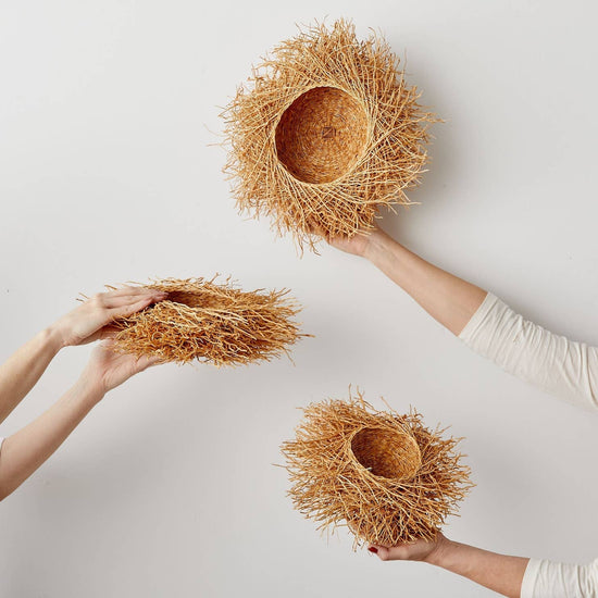 African Modern Boho Woven Wall Art: Vetiver Baskets