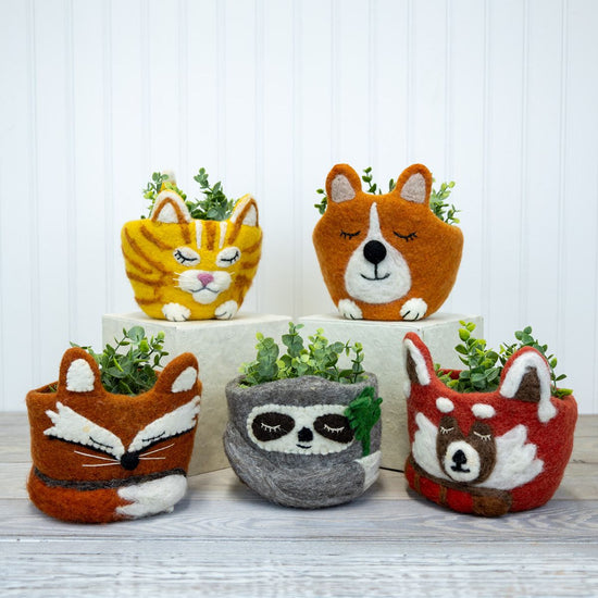 Hand-Felted Animal Pots
