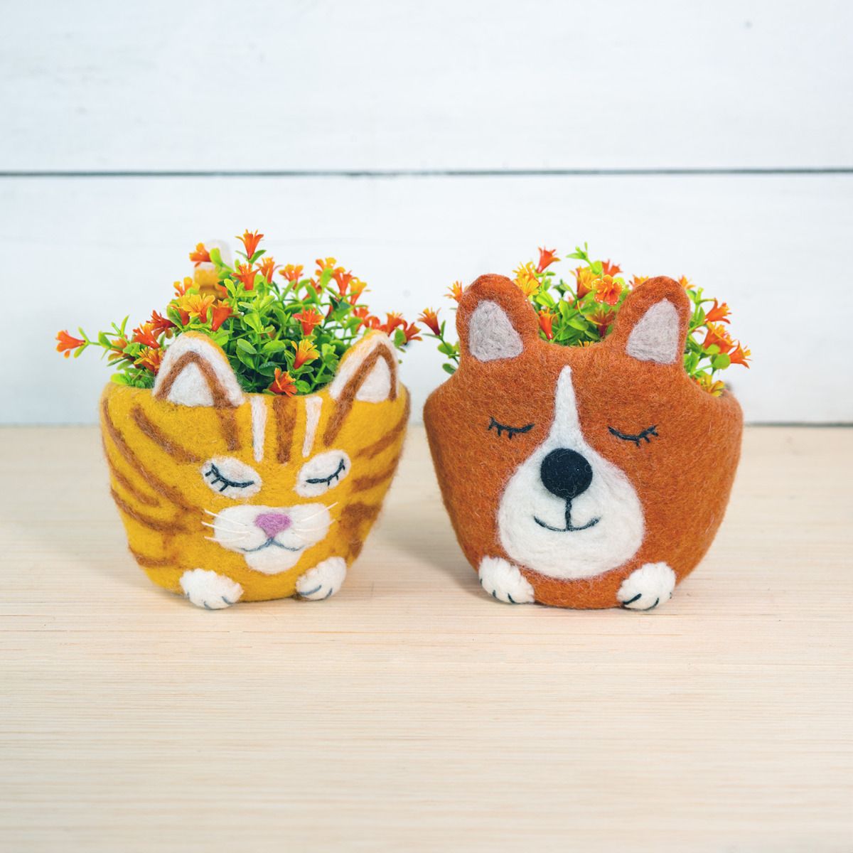 Hand-Felted Animal Pots
