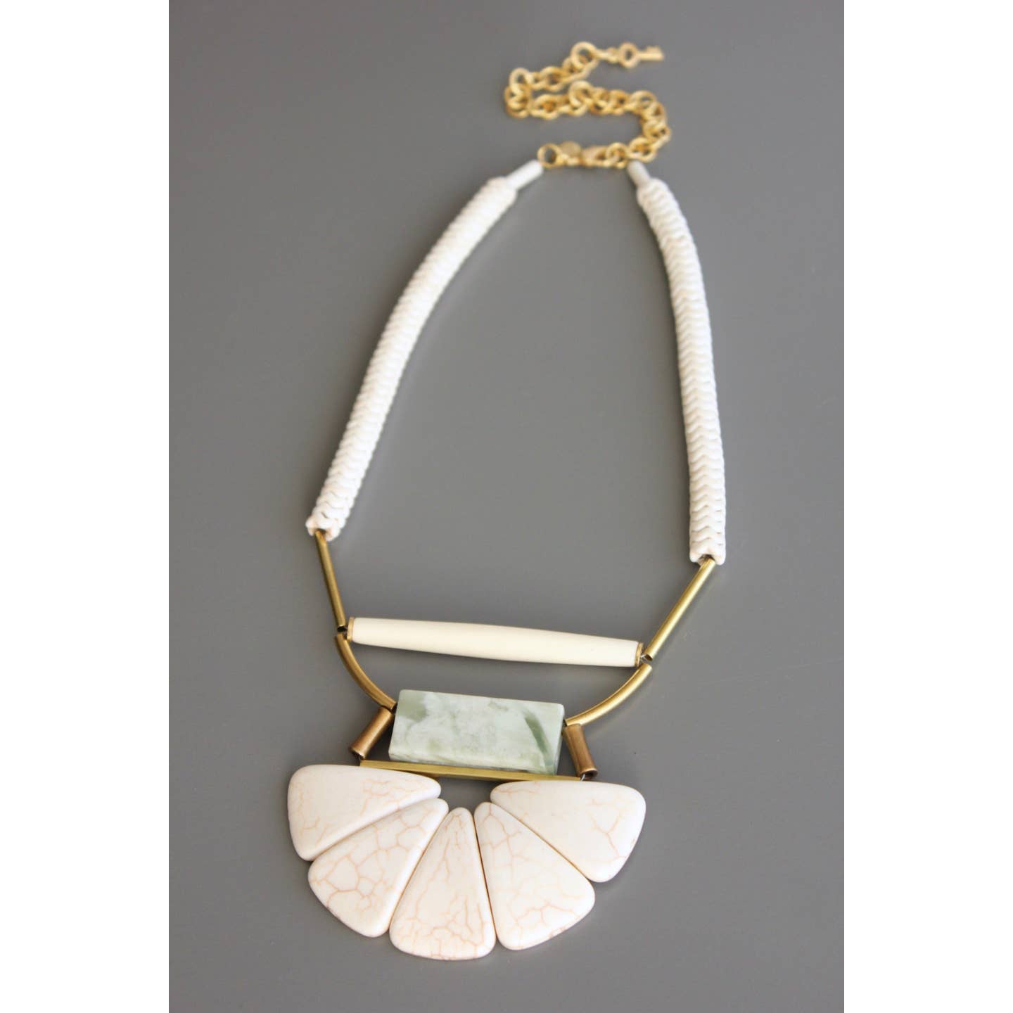 Brass, Horn and Serpentine Necklace