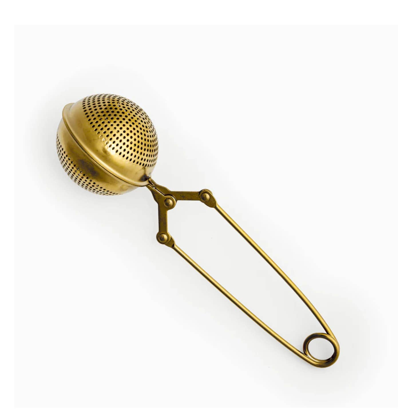 Gold Snap Ball Tea Infuser - Stainless Steel Handle Strainer