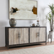 Load image into Gallery viewer, 4-Door Reclaimed Pine and Travertine Sideboard
