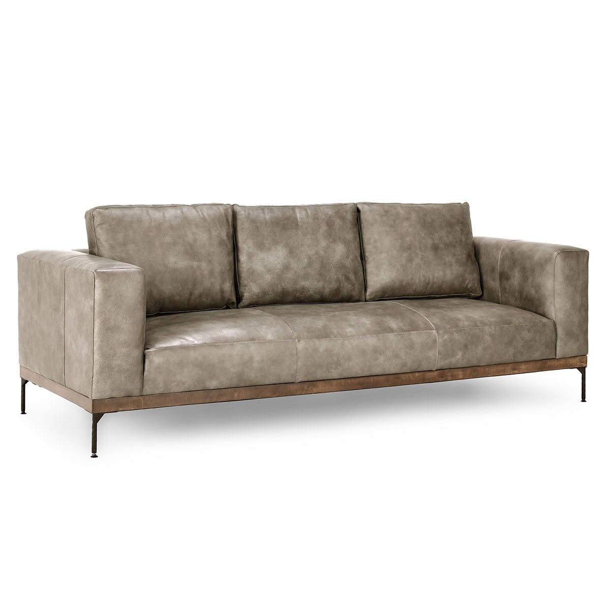 Bentley Storm Gray Leather Sofa