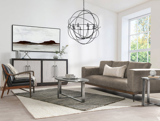 Bentley Storm Gray Leather Sofa