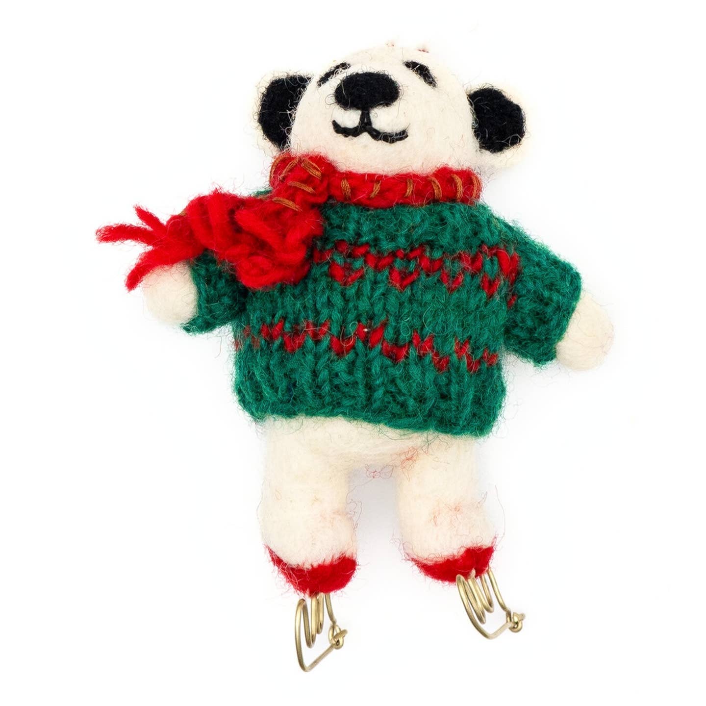 Felt Wool Holiday Ornament - Skating Polar Bear