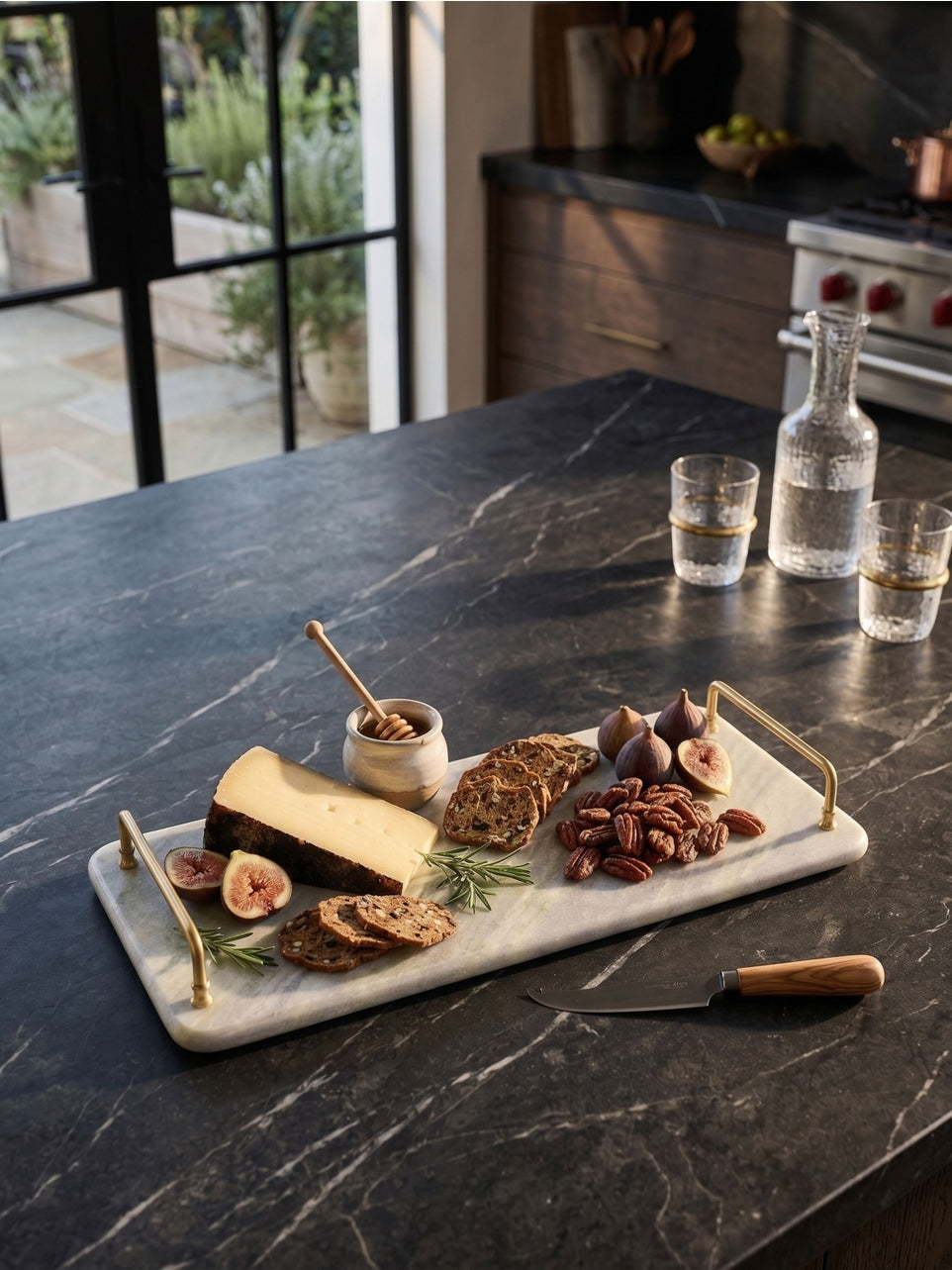 Osaka Onyx Tray with Gold Handles