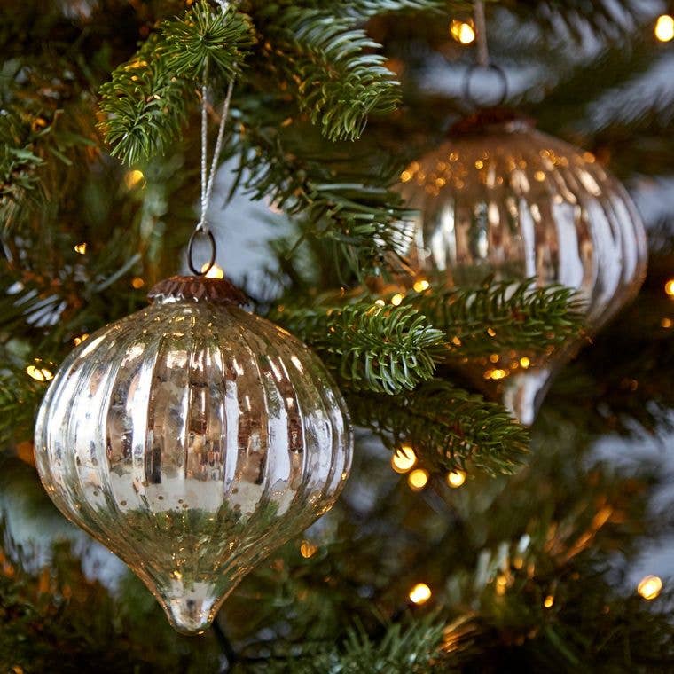 Large Antique Effect Glass Christmas Baubles
