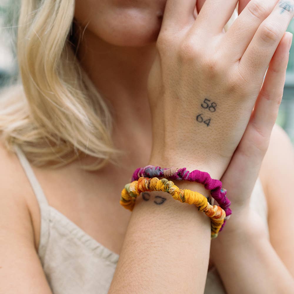 Priya Scrunchie Bracelet - Set of 3, Assorted Upcycled Sari