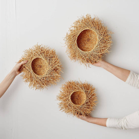 African Modern Boho Woven Wall Art: Vetiver Baskets
