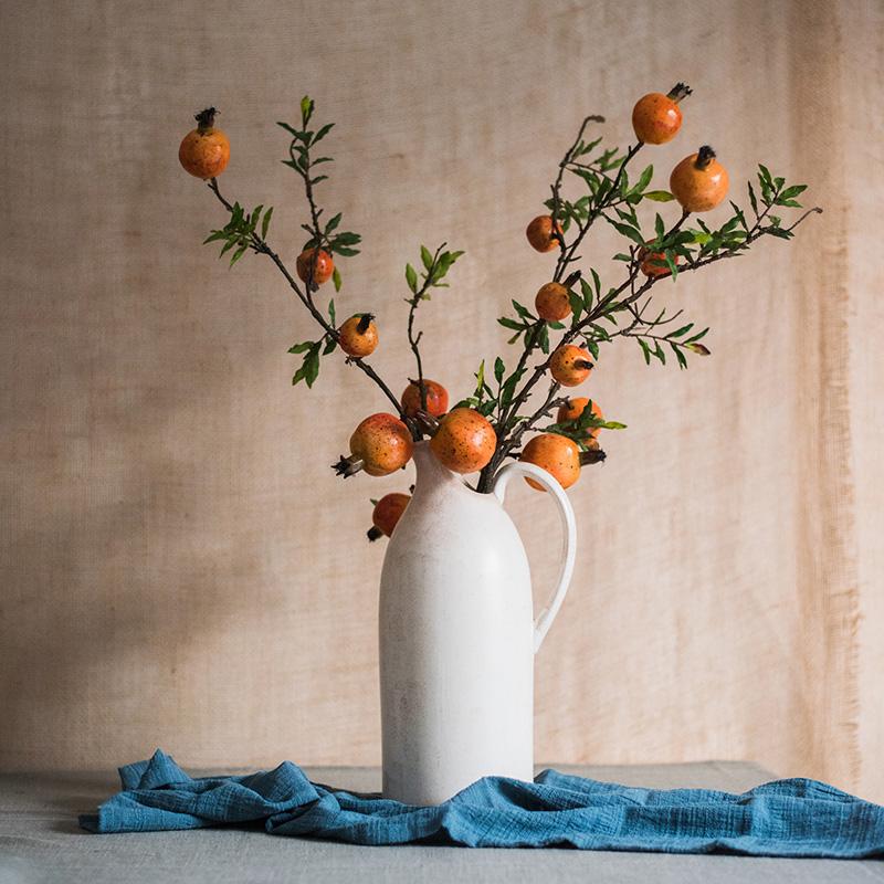 Artificial Fruit Yellow Orange Pomegranate Fruit Stem 36"