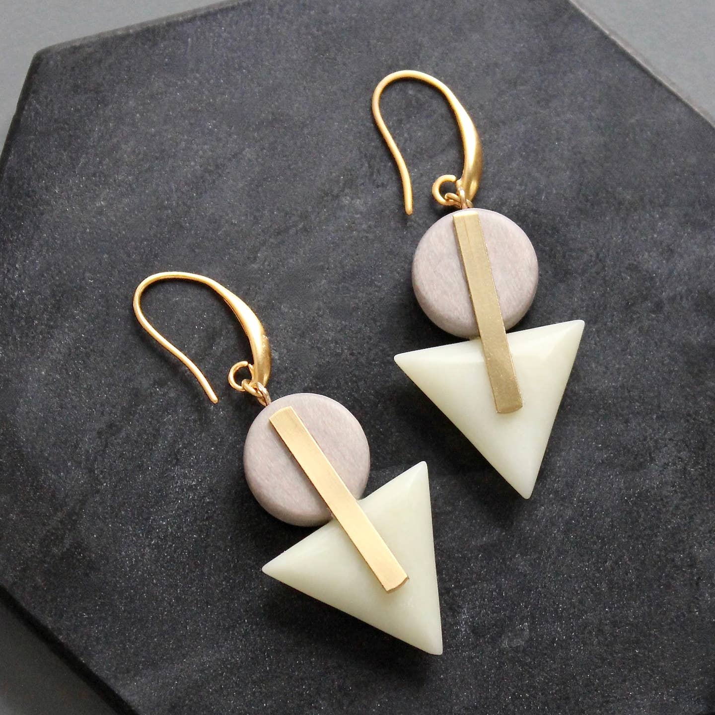 Geometric Triangle Agate Earrings