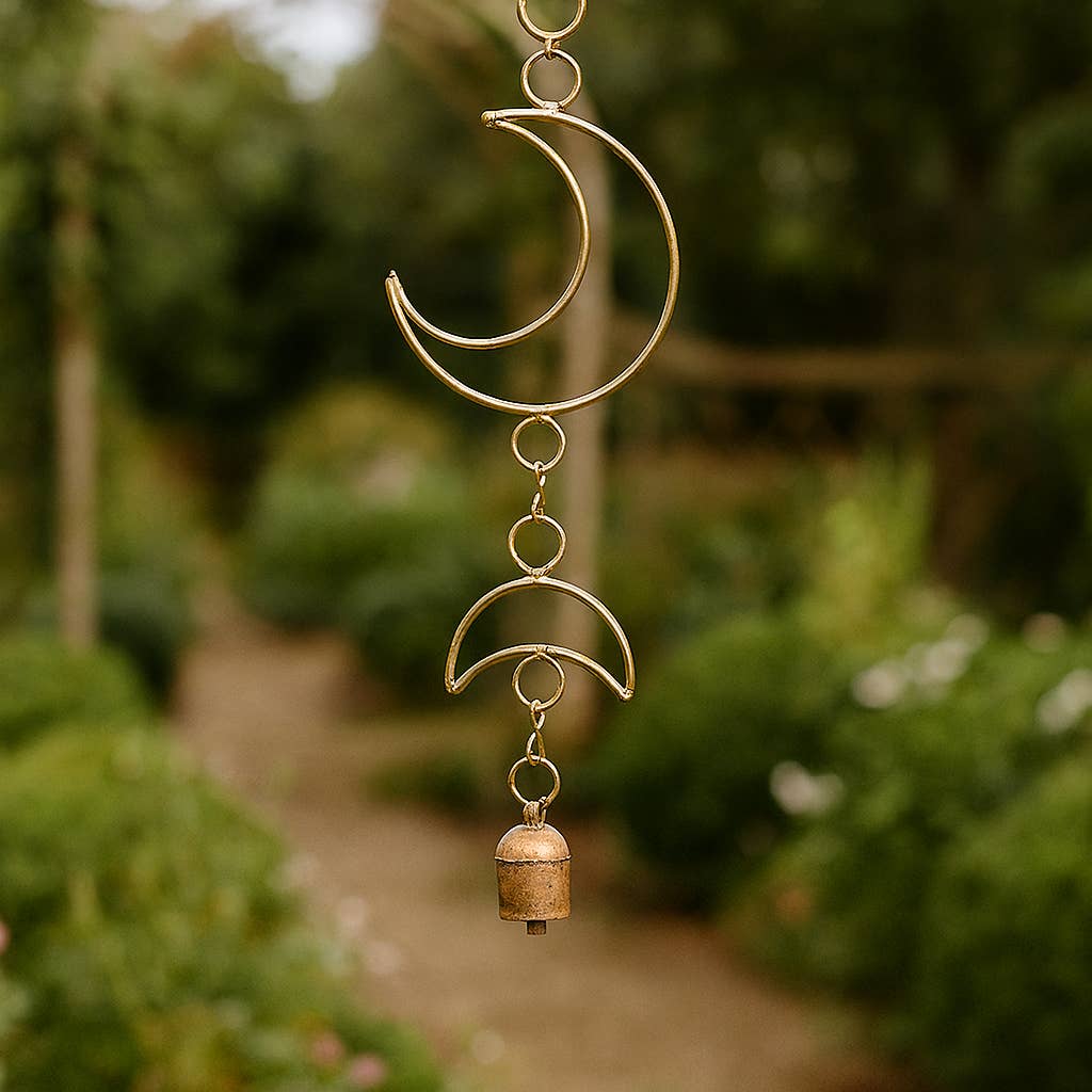 Indukala Small Moon Phase Bell Wind Chime - Handmade