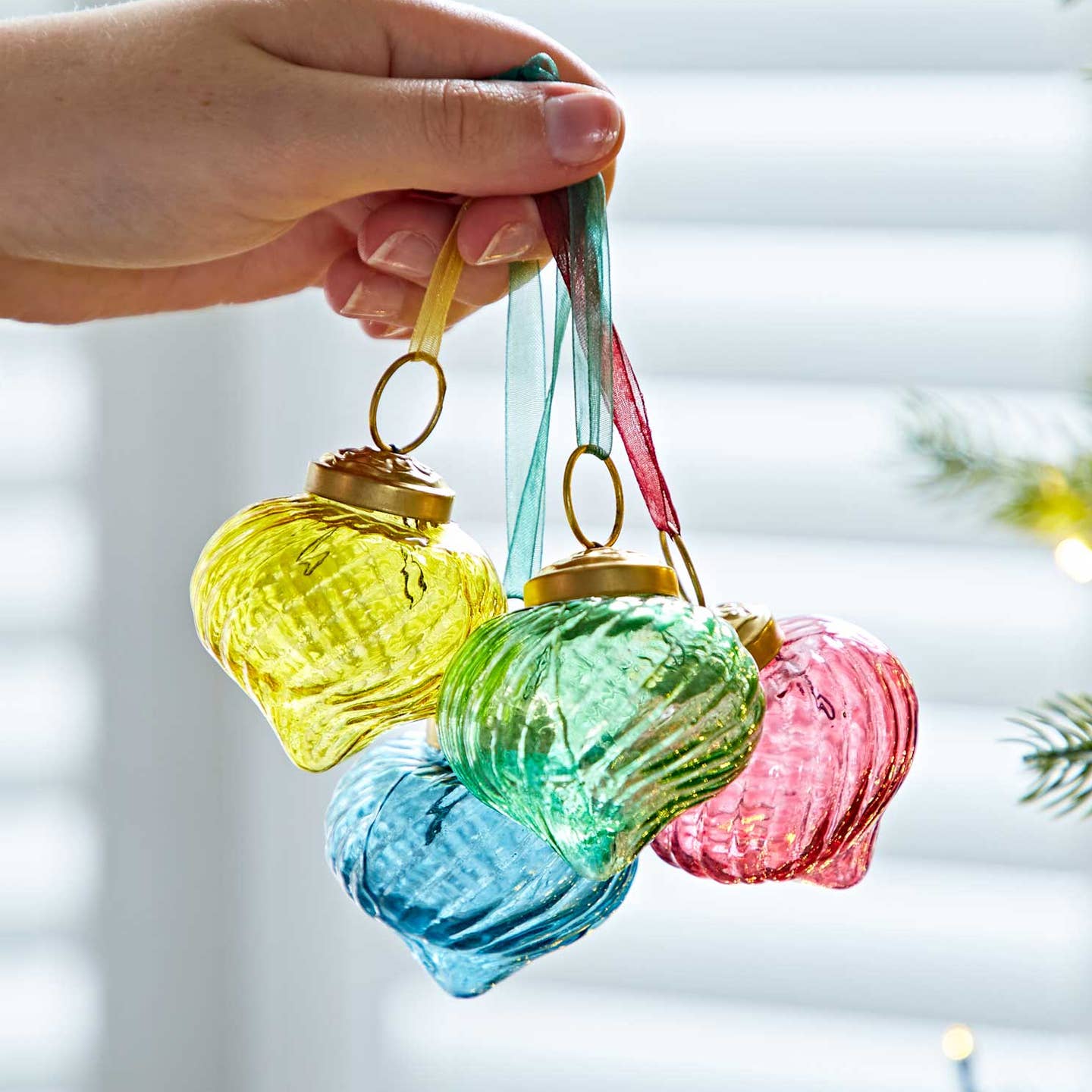 Keya Coloured Recycled Glass Raindrop Baubles