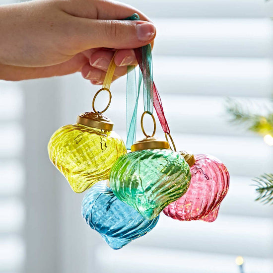 Keya Coloured Recycled Glass Raindrop Baubles