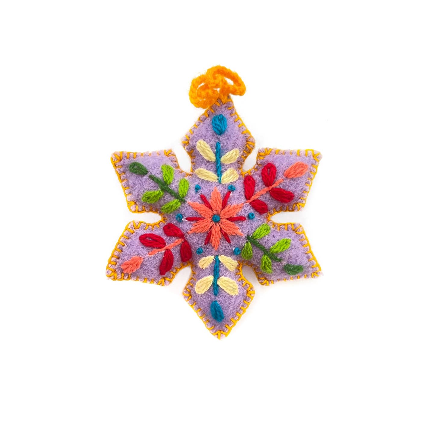 Colorful Embroidered Pointed Snowflake Christmas Ornament