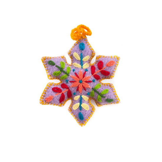 Colorful Embroidered Pointed Snowflake Christmas Ornament