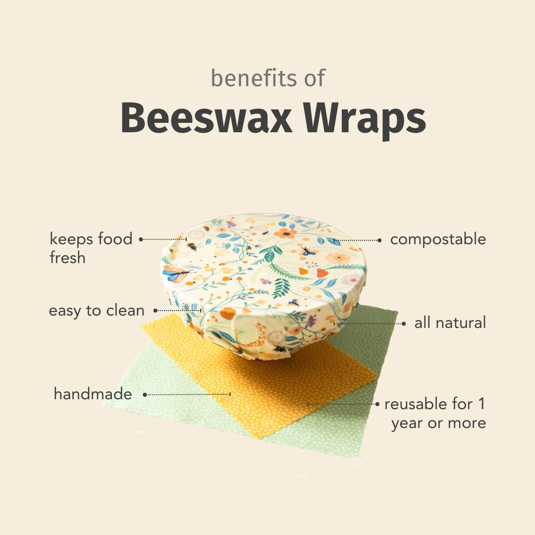 Beeswax Food Wraps: Blush Mushroom Set of 3