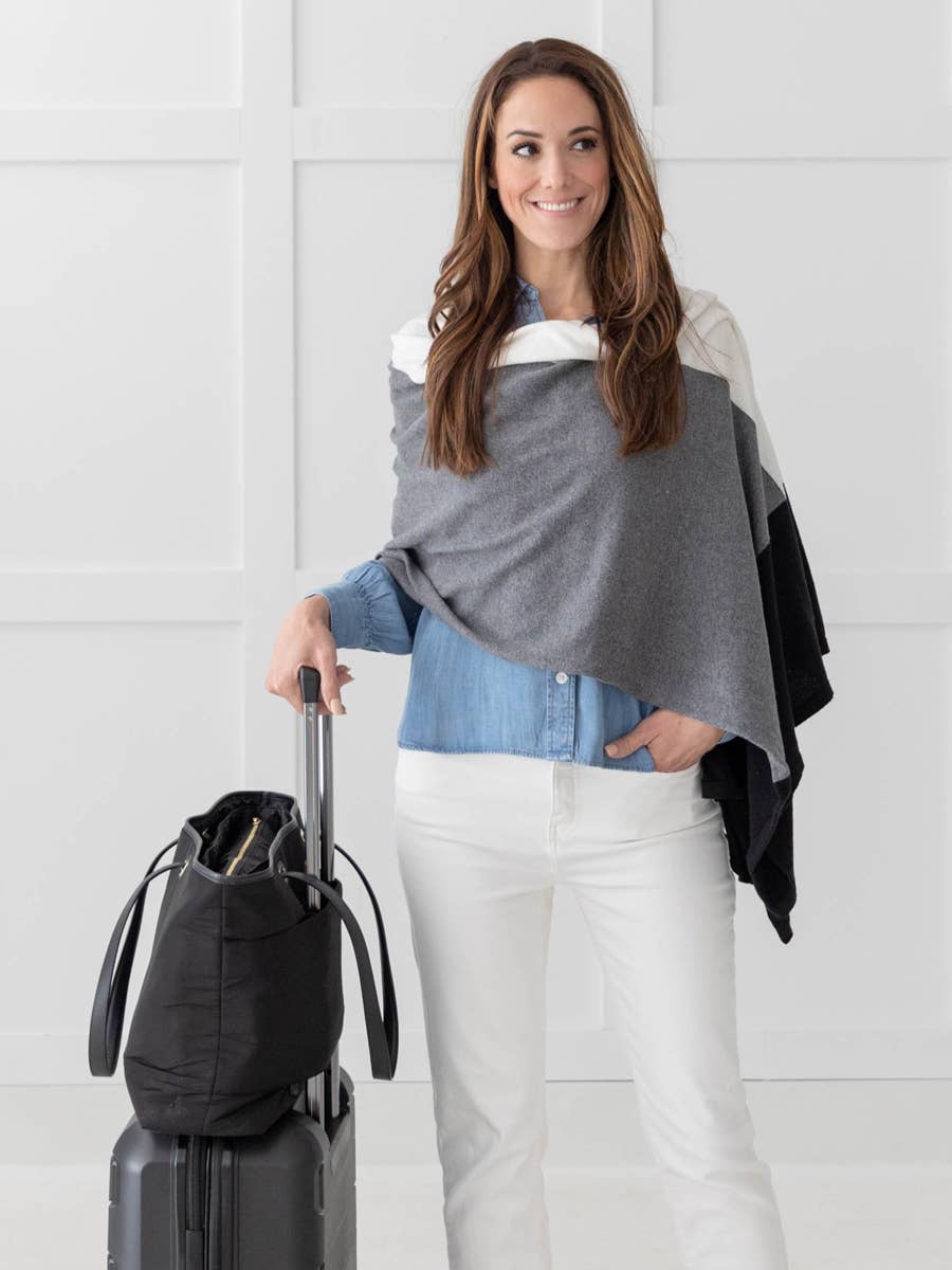 Dreamsoft Organic Cotton Travel Scarf - Gray Colorblock