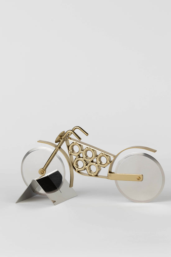 Motorcycle Pizza Cutter with Stand