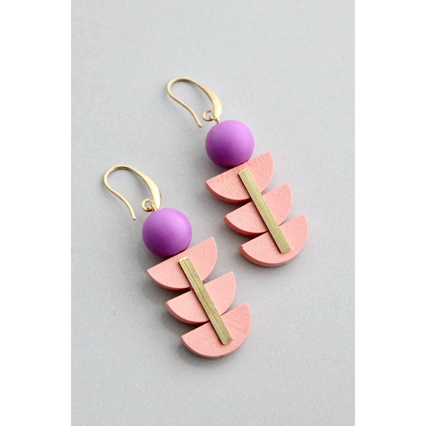 Pink and Purple Geometric Earrings