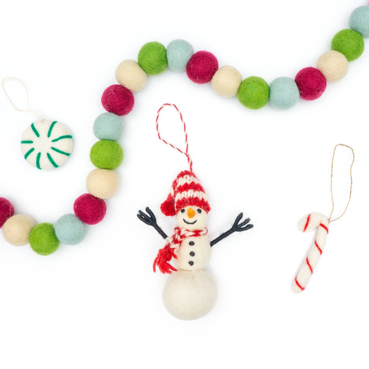 Felt Wool Holiday Snowman Eco Ornament - Frosty Snowman