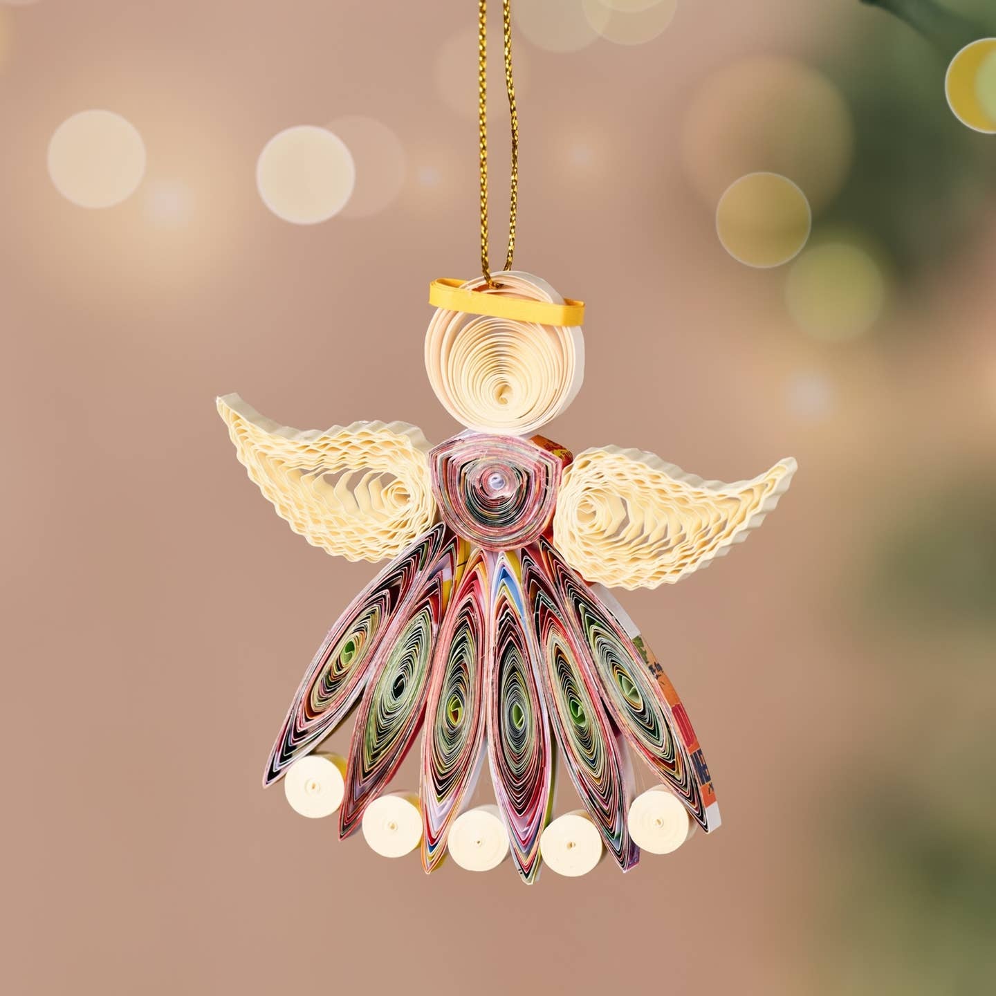 Diu Quilled Angel Ornament - Multi