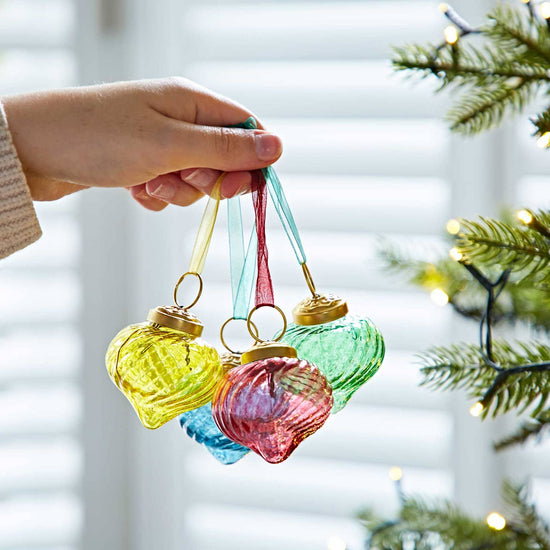 Keya Coloured Recycled Glass Raindrop Baubles