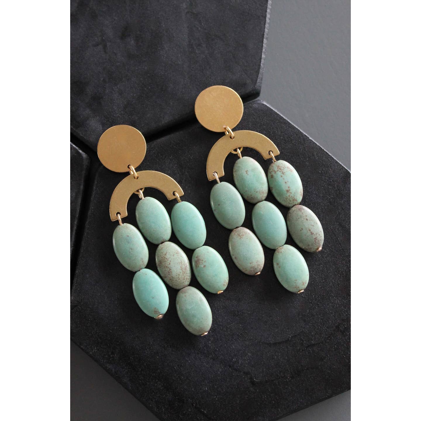 Turquoise Statement Artdeco Post Earrings