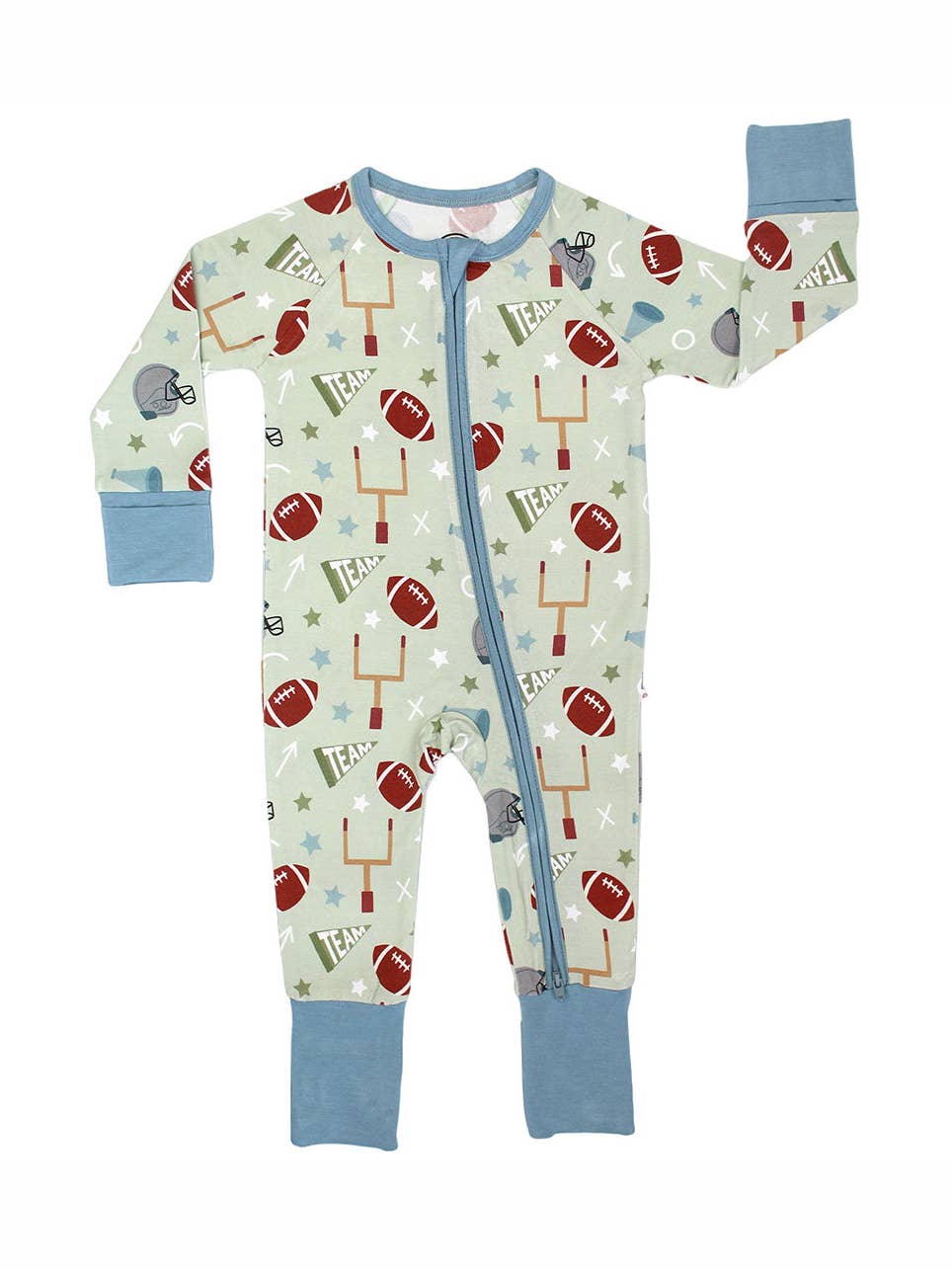Football Game Day Green Bamboo Convertible Baby Pajamas