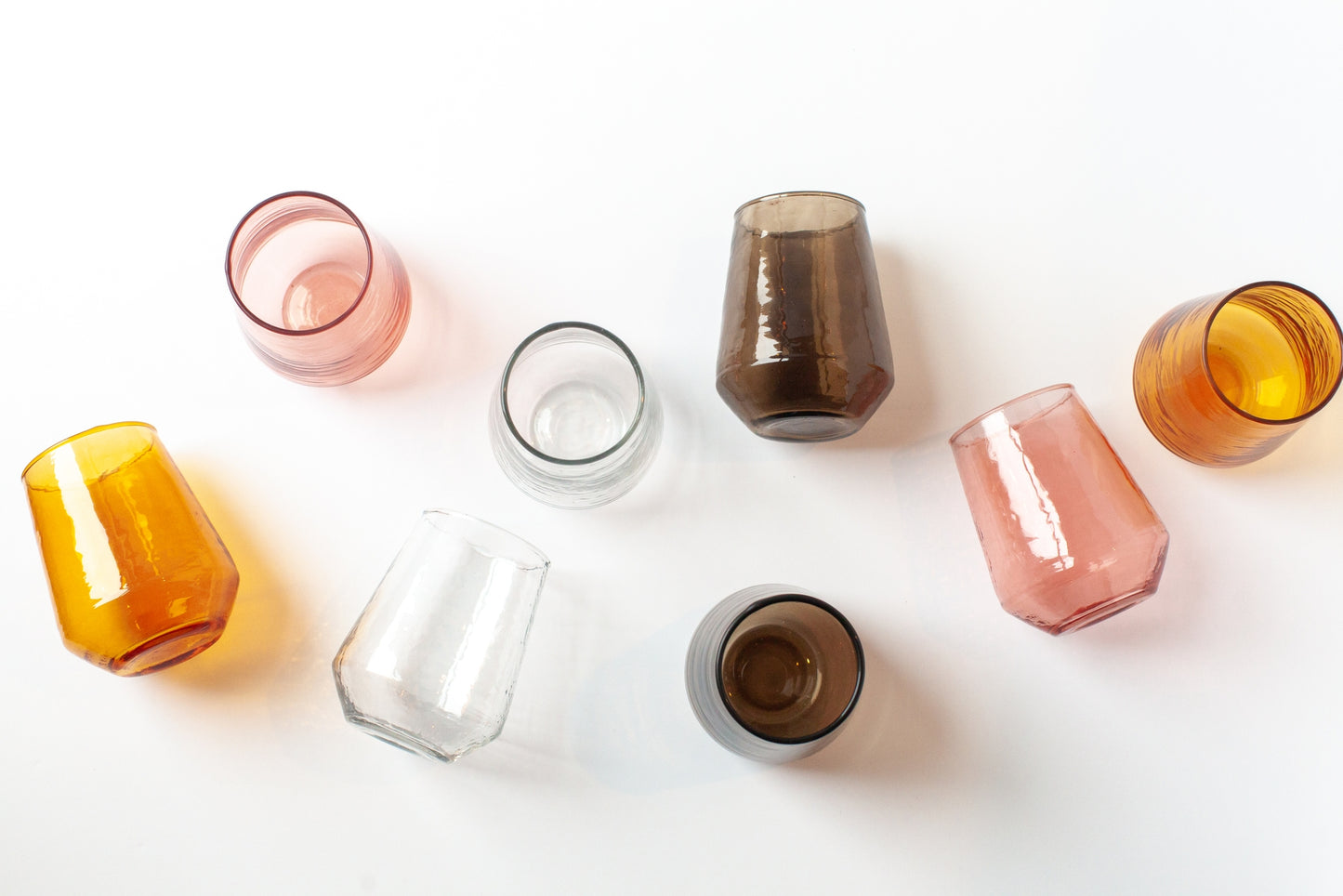 Handblown Hammered Glass Water Tumbler | Pair of 2