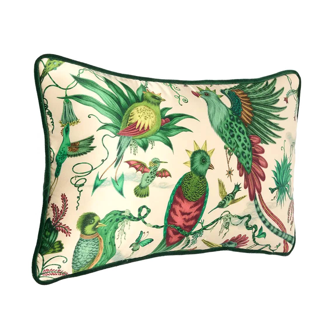 Quetzal Silk Bolster Pillow in Ivory