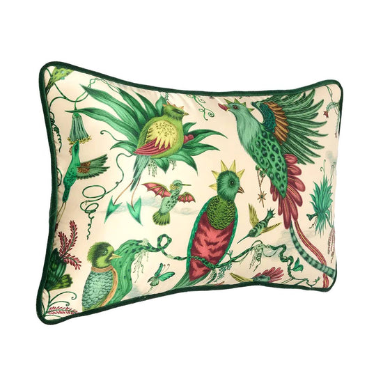 Quetzal Silk Bolster Pillow in Ivory