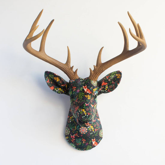 Fabric Deer Head - Woodland Foxes