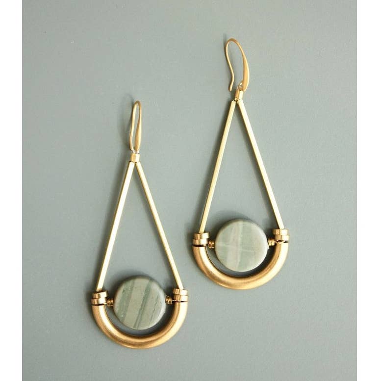 Brass and Jasper Earrings