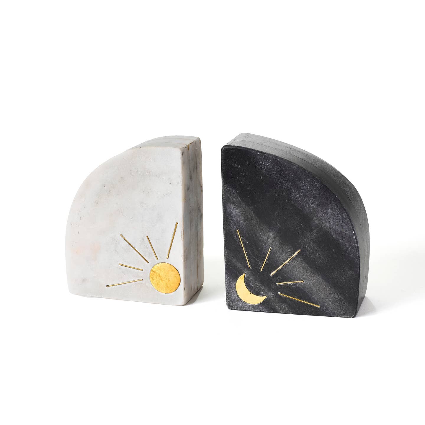 Indukala Sun and Moon Marble Bookends