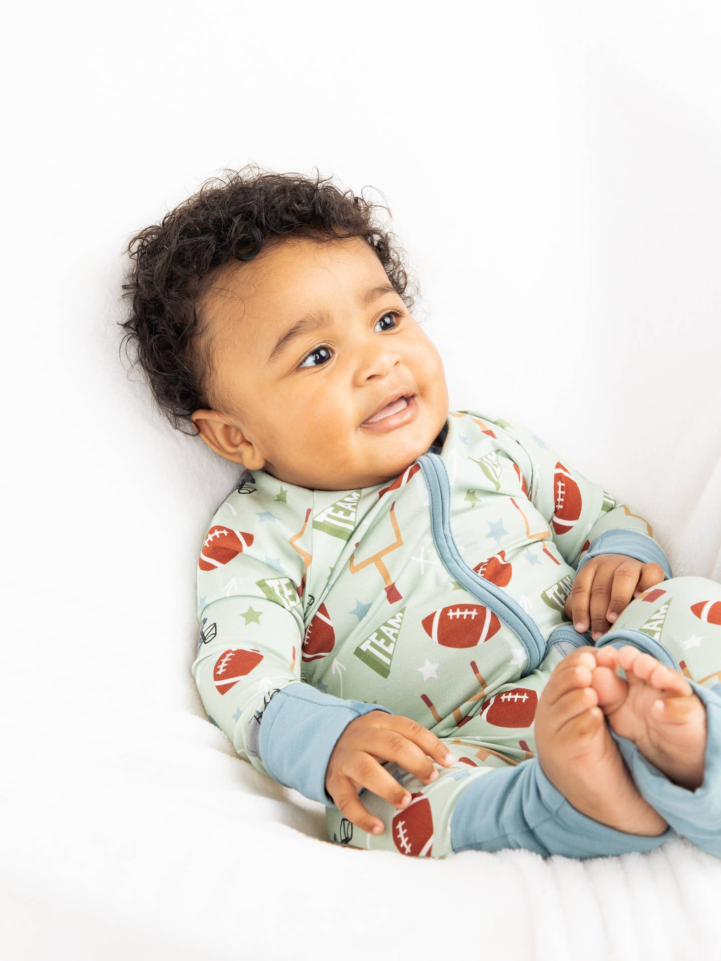 Football Game Day Green Bamboo Convertible Baby Pajamas