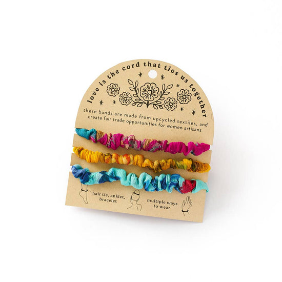 Priya Scrunchie Bracelet - Set of 3, Assorted Upcycled Sari