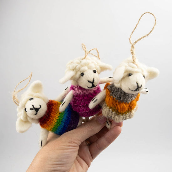 Ornament Sheep with Knit Sweater