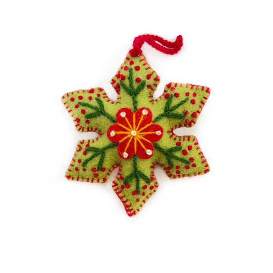 Colorful Embroidered Pointed Snowflake Christmas Ornament