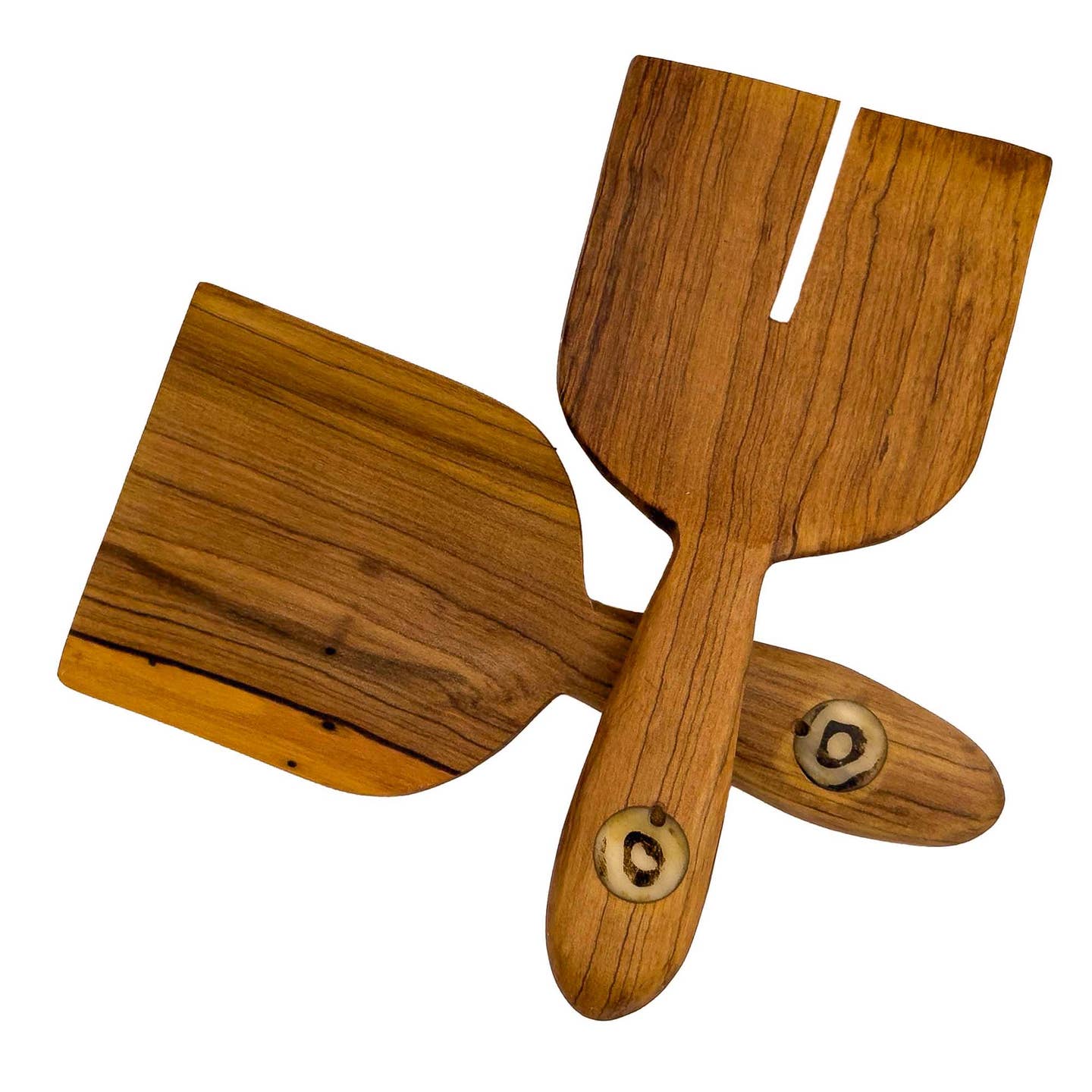 Paddle Olive Wood Serving Set with Batik Bone Accent