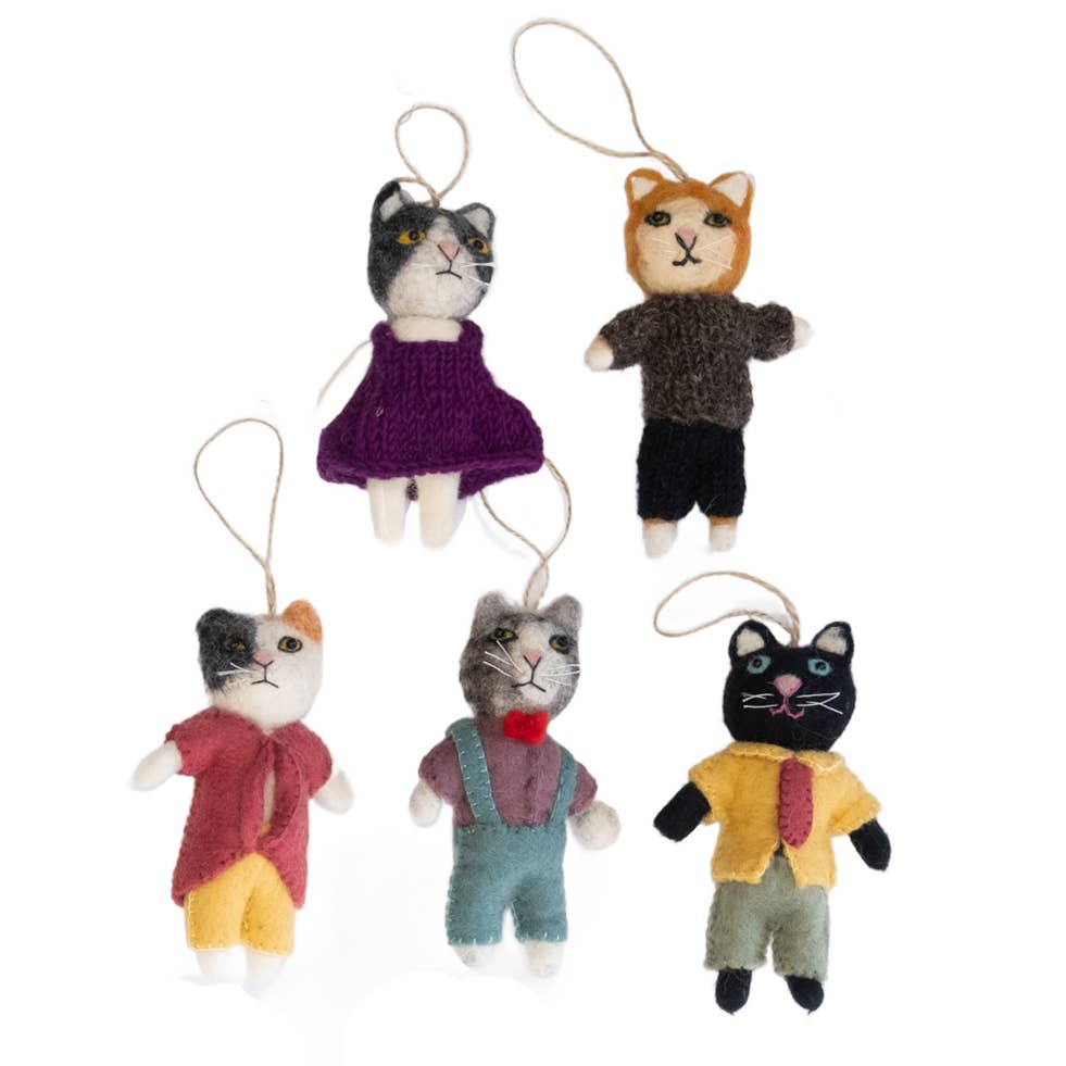 Dapper Cat Felt Ornaments