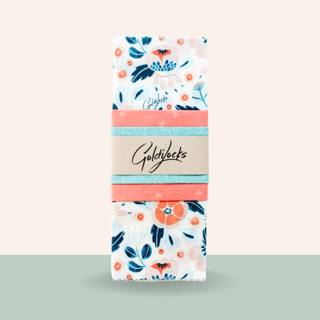 Beeswax Food Wraps: in Bloom Set of 3